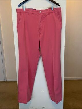Charleston Threads Chino Pants Mens 38x32 Coral Pink Straight Fit Flat Front